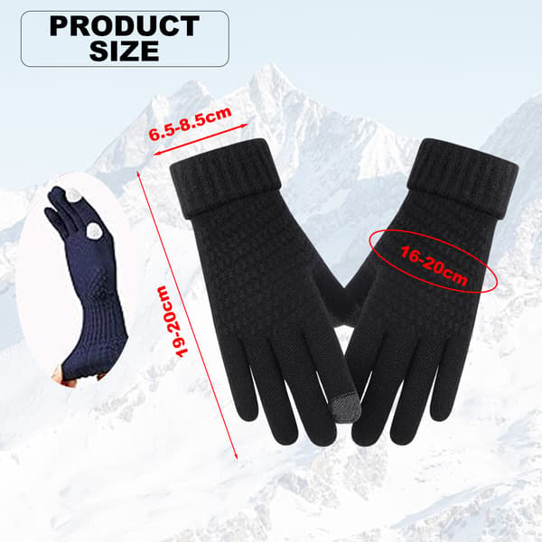 2 stk. vinter touch screen handsker strikkede handsker elastisk manchet vinter varme handsker black