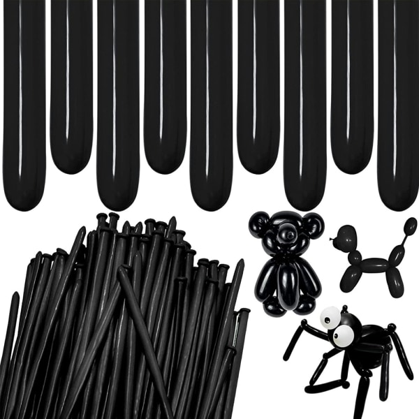 100 ballonger, magic ballonger för att vrida djurblommor black