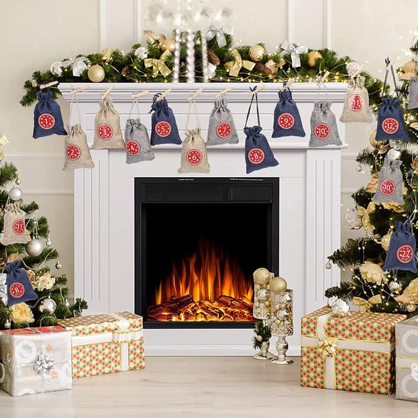 24 st Tyg Adventskalendrar För DIY Julklappspåsar, A