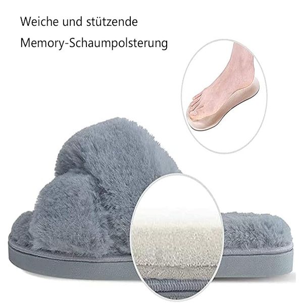 Varme kryss pels flip-flops grå 38-39