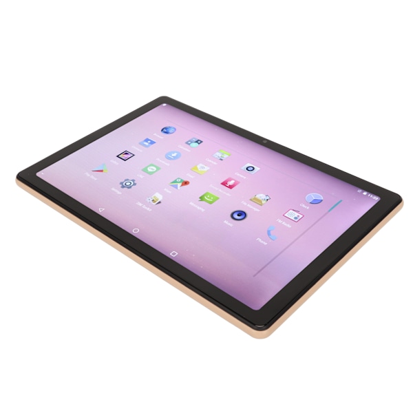 10-tums Tablet 6G RAM 256G ROM Stödjer 4G-nätverkssamtal 5G WIFI Dual Band Tablet PC för Android 11 100‑240V Gul EU-kontakt