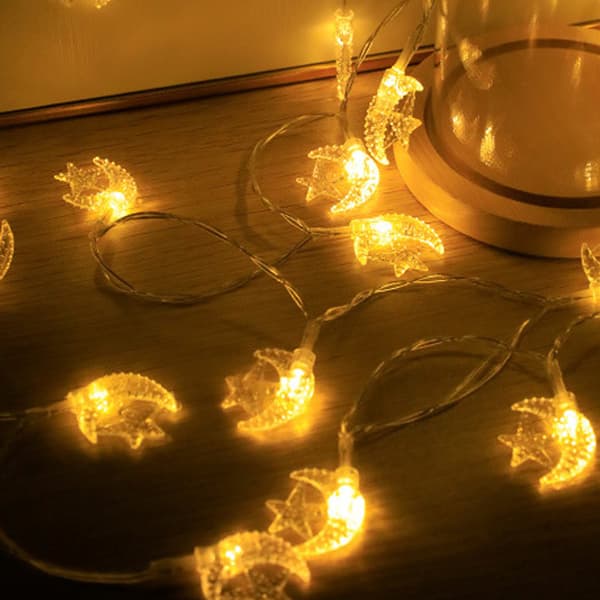 LED Stjerne Måne Lyslenke Juledekorasjonslys Stjerne Måne Lite Lys