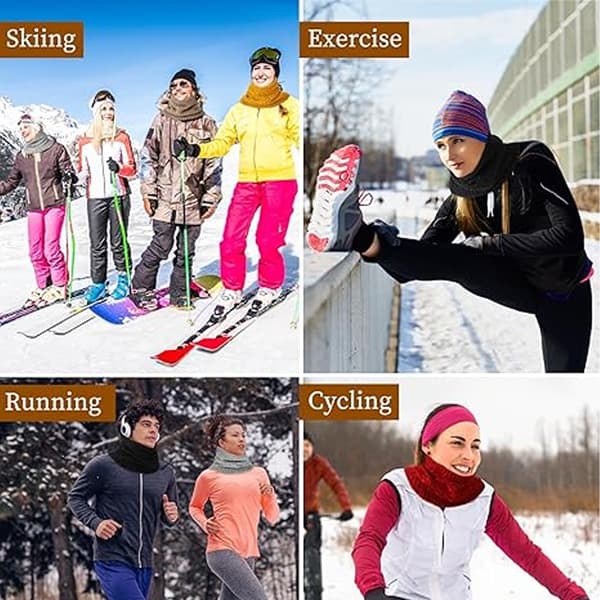 Vinterstrikket evighetsskjerf med polarfleece halsvarmer for barn, jenter/gutter