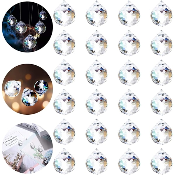 Regenbogenkristall Deko, 24PCS Kristallglaskugel,