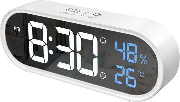 Digital Spegelväckarklocka, Digital LED-klocka, Stor Tid/Temperatur