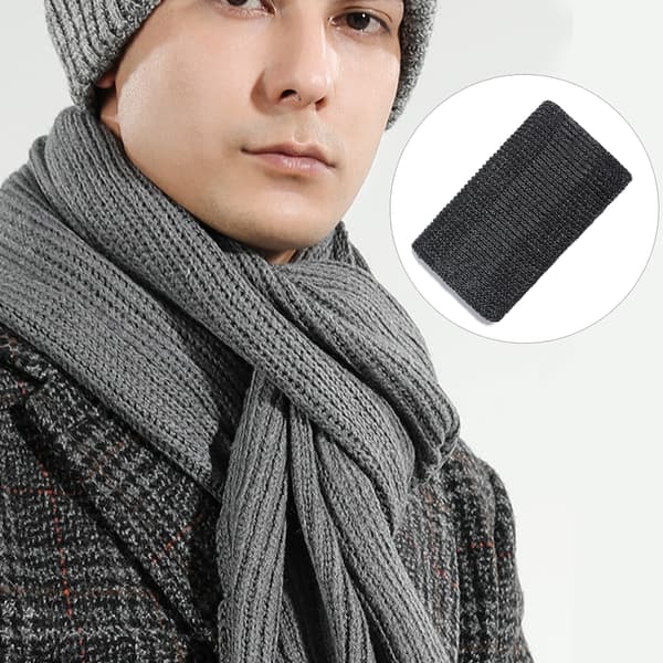 Stickad vintermössa och halsduk för barn, varm stickad mössa Scarf dark grey
