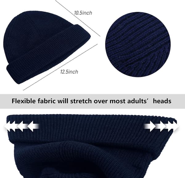 Stickad mössa 100% Merinoull Unisex Varma Vintermössor Mjuk, Andningsbar & Bekväm Stretchig Stickad Uppvikt Mössa