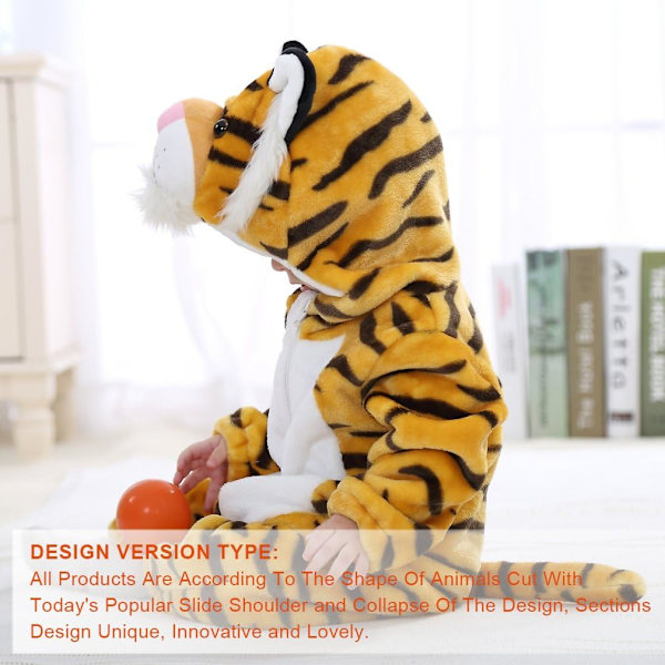Unisex Baby Romper Vinter och Höst Flanell Jumpsuit Djur Cosplay Kläder Tiger 70