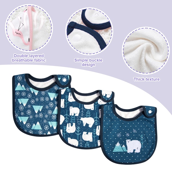 Babyhaklappar Mjuka och Absorberande Ekologisk Bomull Bandana Dregelhaklappar Set för Pojkar Flickor Nyfödda 0-36 Månader Style 2
