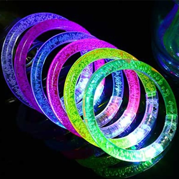 12 st blinkande armband, återanvändbara LED-färgade akrylarmband för Ha