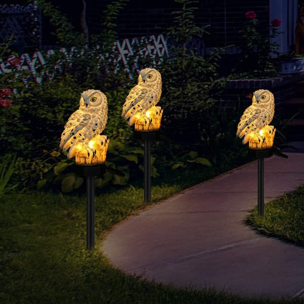 1st (Brun) Solcellsdriven LED Uggla Trädgårdslampa Vattentät Utomhusbelysning