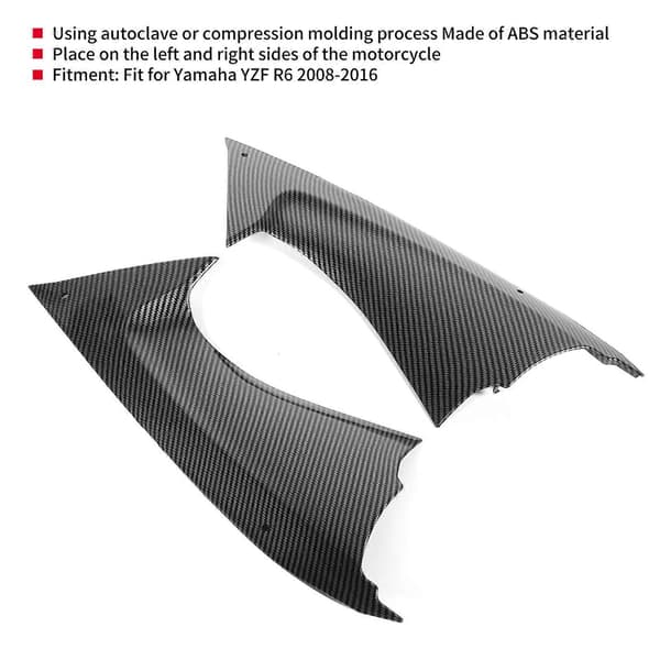 2 stk. side luftkanaldeksel i karbonfiberstil, kåpeinnsatsdel, passer til Yamaha YZF R6 2008–2016