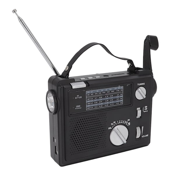 Handvevradio AM FM SW Multi Band LED Nödradio med MP3-uppspelning U-diskslagringskortplats