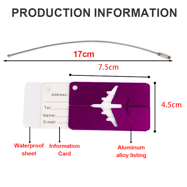 Aluminiumlegering, metallbagageetikett, bagageetikett, incheckningsetikett