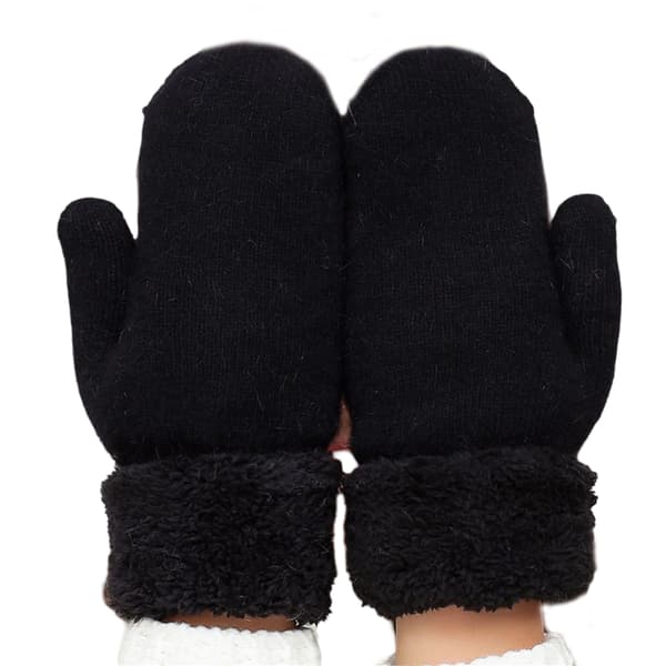 Vinter Tjockare Varmare Damhandskar Stickad Ull Plysch Hel Finger Vantar