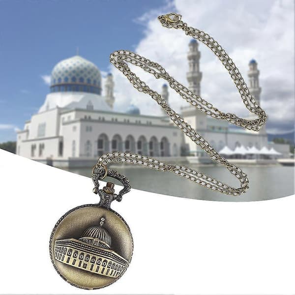 Muslimi taskukello islamilainen kvartsi klassinen kello Kaaba-moskeijan taskukello (kahdeksankulmainen moskeija)