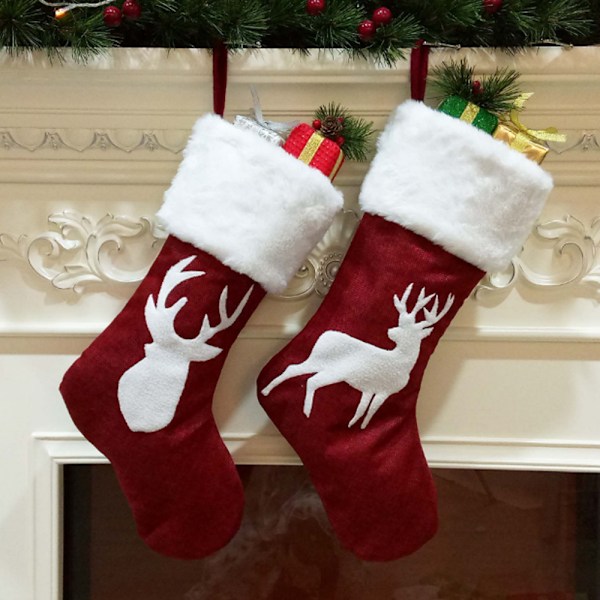 2Pcs Christmas Stockings, Plush Cuff Stockings, for Family