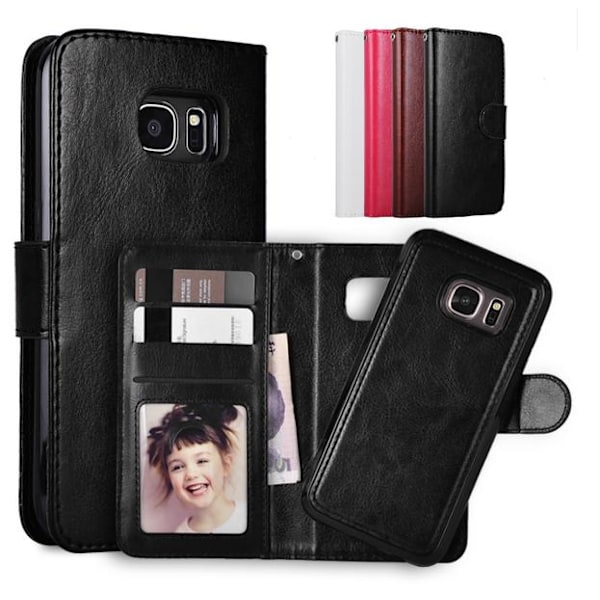 Samsung S7 Edge - Plånboksfodral / Magnet Skal 2 in 1 - Välj Färg! Black Svart Black Svart