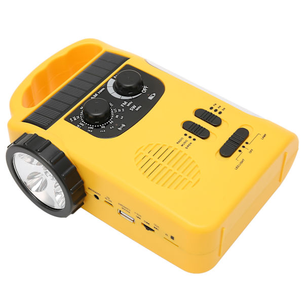 Handvev solradio AM FM SW nödradio med LED ficklampa läslampa MP3-spelare för utomhuscamping