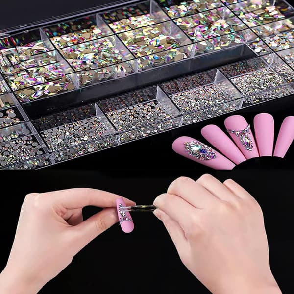 2500 st Nail Art Strass Stenar, 3D Mix Nail Art Strass Stenar
