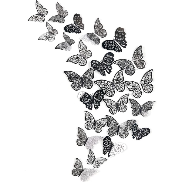 3D Butterfly Wall Decor Decals Stickers Avtagbara DIY Metallic