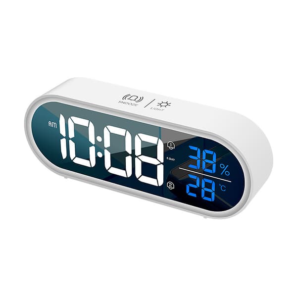 Digital Spejl Vækkeur, Digital LED Ur, Stor Tid/Temperatur