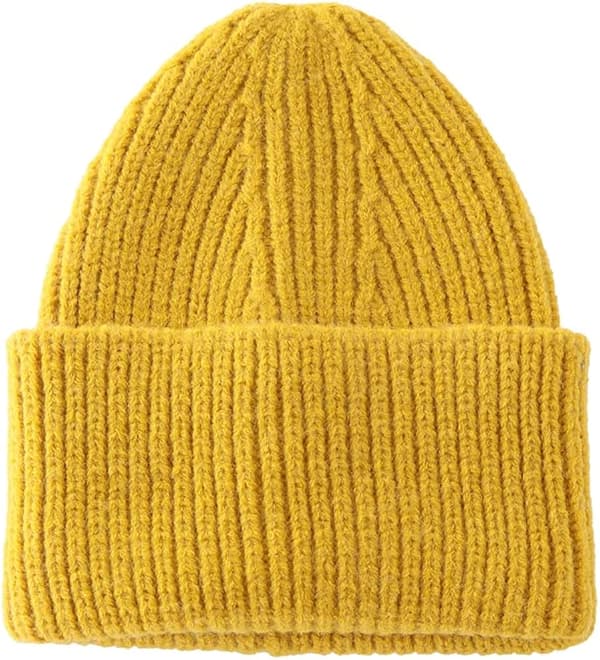 Herre Dame Vinter Ribstrikket Hue med Opsmøg Varm Tyk Skull Cap