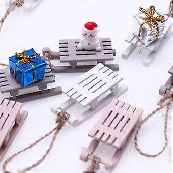 2 st Träsläde Hängen Släde Utskärningar Julgran Hängande Ornament