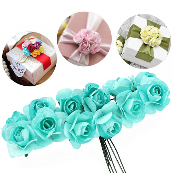 144 st miniatyrpappersblommor handgjorda DIY konstgjorda rosor för