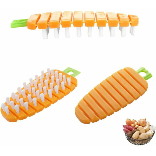 3-pack Flexibla Grönsaksborstar för Köksrengöring Orange Morot