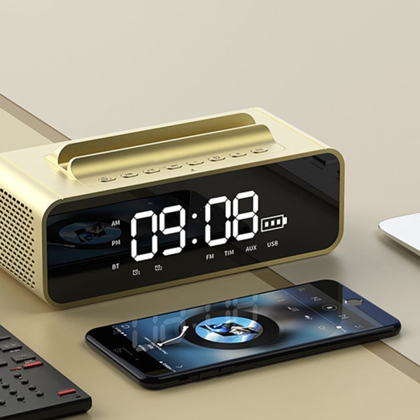 Hemma Bluetooth stereo mobiltelefonhållare LED spegellarm golden