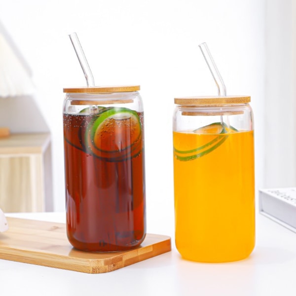 500 ml borosilikatglas, återanvändbar transparent iskaffe-kopp