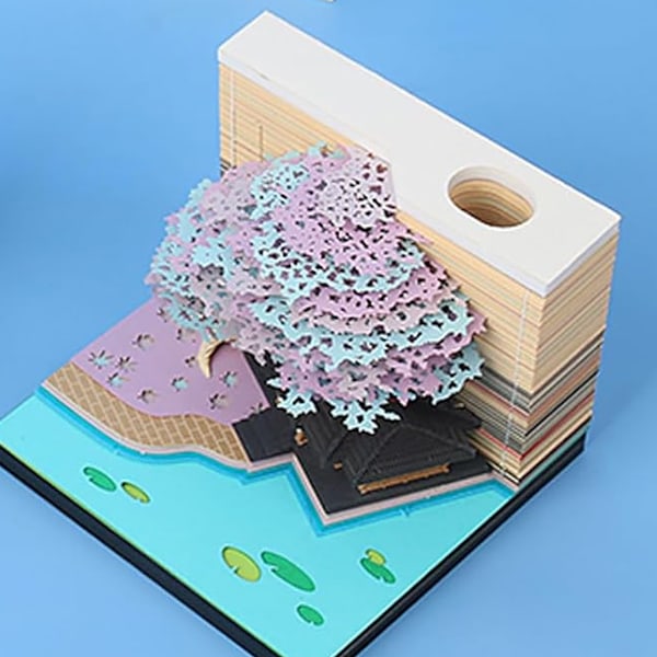3D Memo Pad Pappersskulptur Konst 3D Klisterlappar Praktiska Post-it-lappar Äktenskapsträd Kawaii Anteckningsblock Purple