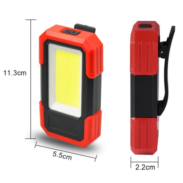 2-pack COB arbetslampa LED magnetisk bas och klämma batteri