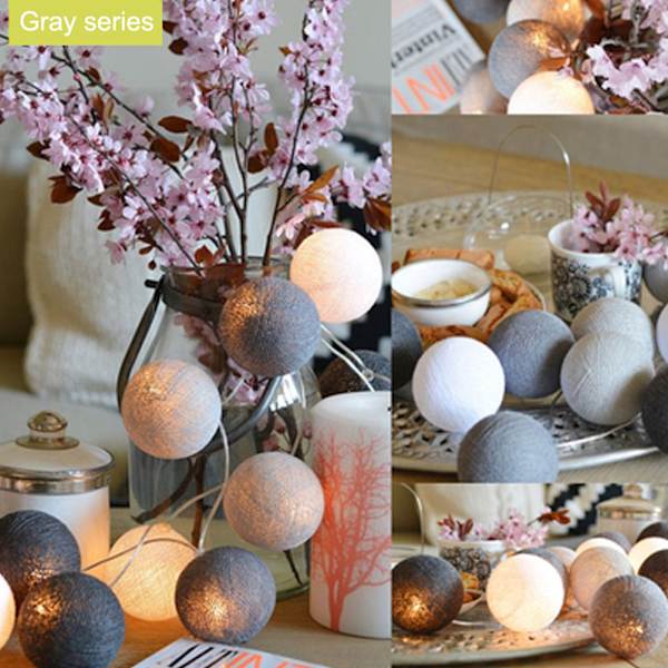 LED Bomullsboll Ljusslinga Utomhus Slinga Ljus Bröllop
