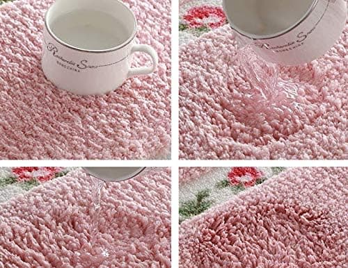 Fine Rose Blomst Gulvtæpper Super Bløde Badeværelsestæpper Bademåtte Brusemåtte Dørmåtte Køkkenmåtte Tæpper (15,7 x 23,6 tommer)