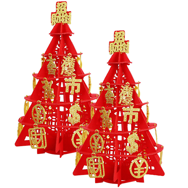 2 Set 32x20cm DIY Filt Julgransprydnader för Trädgård Gård