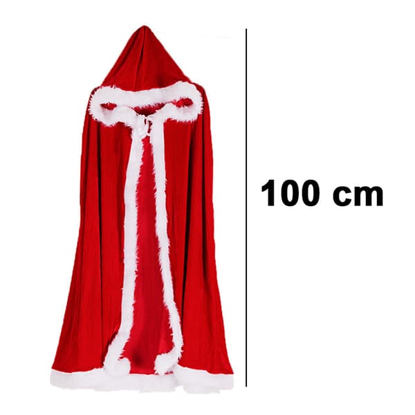 Jule Halloween Kostumer Kappe Fru Claus Julemand Jul Fløjl Hætte Kappe Robe 1m