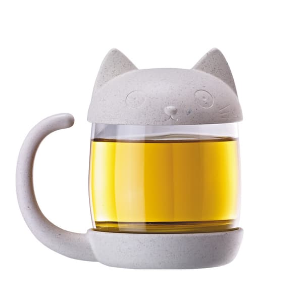 UneMug 250ML Katteformet Glas Tekop med Fiskefilter