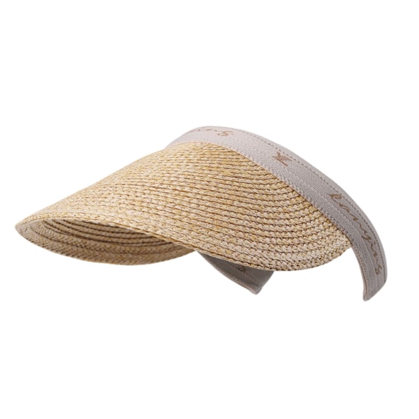 Solskärm i strå för dam och herr, strand, golf, sommarkeps beige