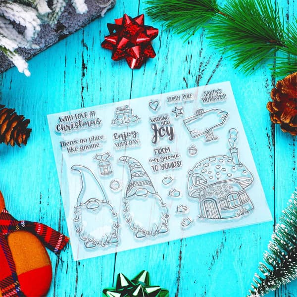 3 sæt julesøde julemand med julehat stempler og diesæt til kortfremstilling og scrapbooking