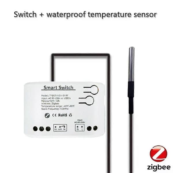 Tuya Smart Zigbee-kontakt med temperatursensor Passiv tørkontakt Zigbee-relæ fungerer med Home Assistant AC 85-250V