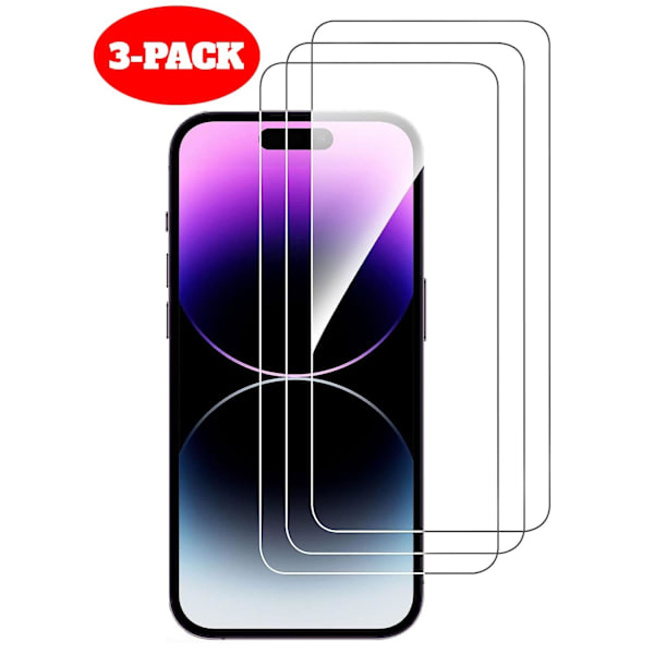 3-Pack - iPhone 15 Pro Härdat Glas Skärmskydd