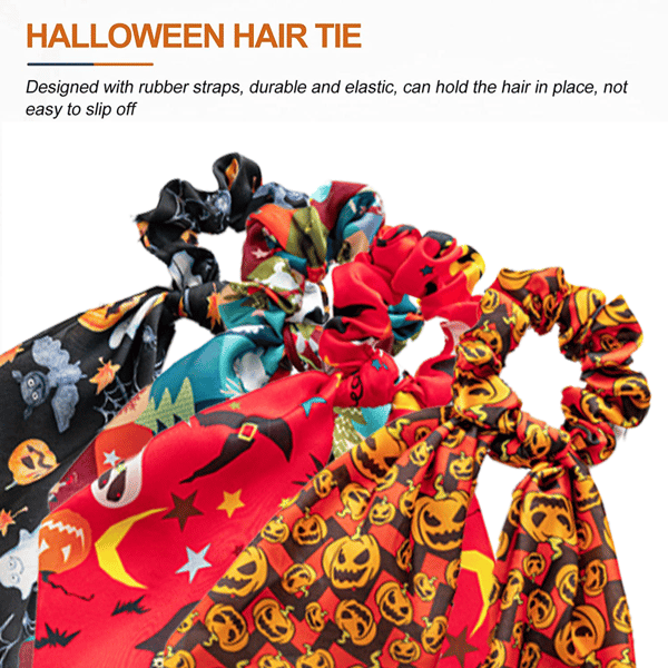 Halloween Hår Scrunchies, Græskar Hårelastikker Satin Elastikker, til Jul Nytårsdag Piger style 2