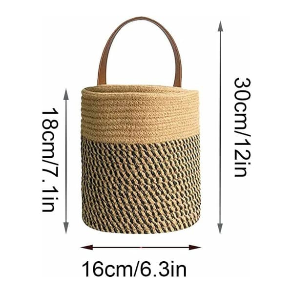 2 stycken vävda förvaringskorgar, väggmonterade förvaringskorgar, Cotto