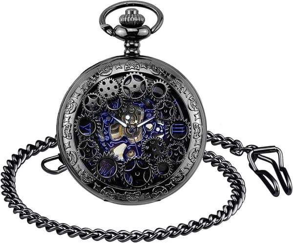 Miesille tarkoitettu mekaaninen taskukello, vintage-taskukello, steampunk