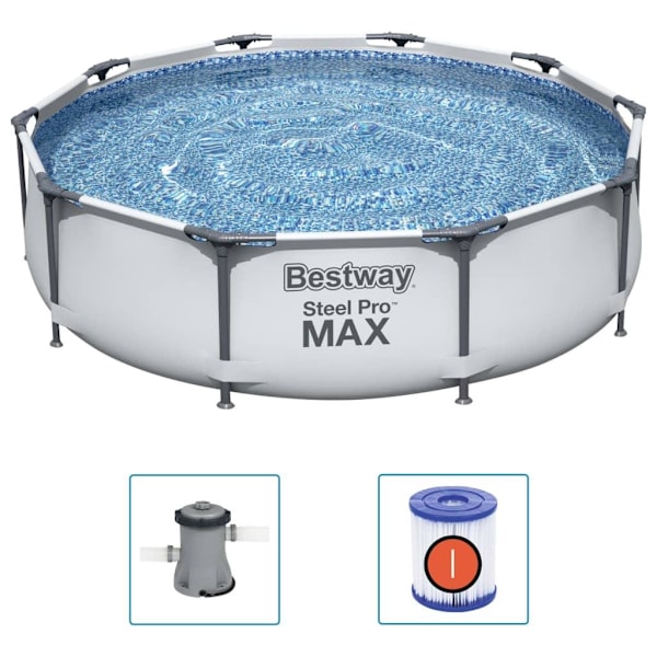Bestway Pool med stålram Steel Pro MAX med tillbehör 305x76 cm Grå