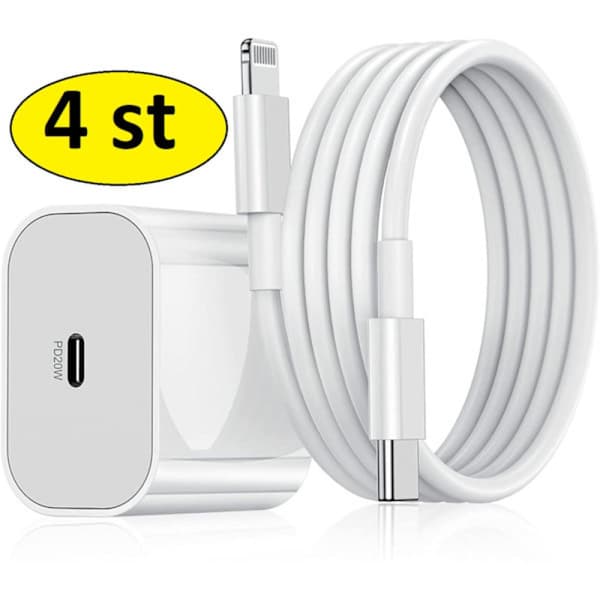 4 st Snabbladdare för iPhone 11/12/13/14 med 2 m Kabel