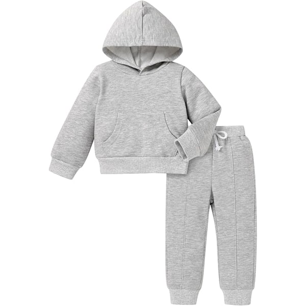 Babykläder för Flickor Pojke Enfärgad Hoodie och Mjukisbyxor Höst Vinter Outfit Småbarn Träningsdräkt - För längd 90cm For height 130cm
