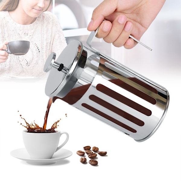 Rostfritt stål glas fransk press filter kaffebryggare hushåll